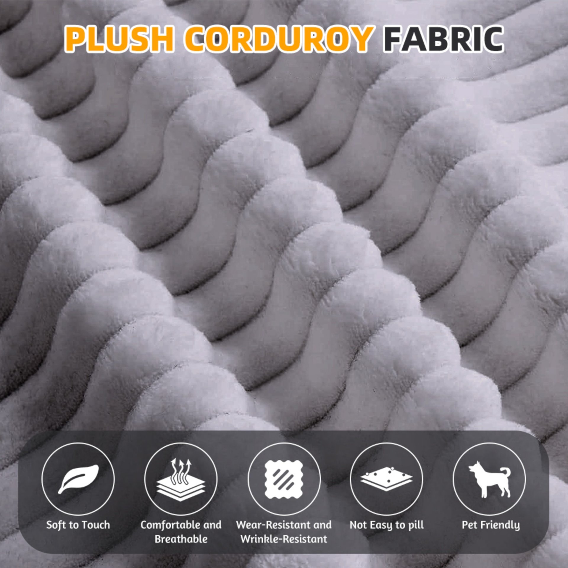 2 In 1 Foldable Sofa Plush Corduroy Sofa Convertible Floor Sofa Bed Deep Seating With Multi Functional Blanket Suitable For Living Rooms - Light Gray - Image 19