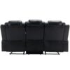 3 Pieces Recliner Sofa Sets Home Theater Seating Manual Recliner Chair With Center Console And Led Light Strip For Living Room - Black - Image 16