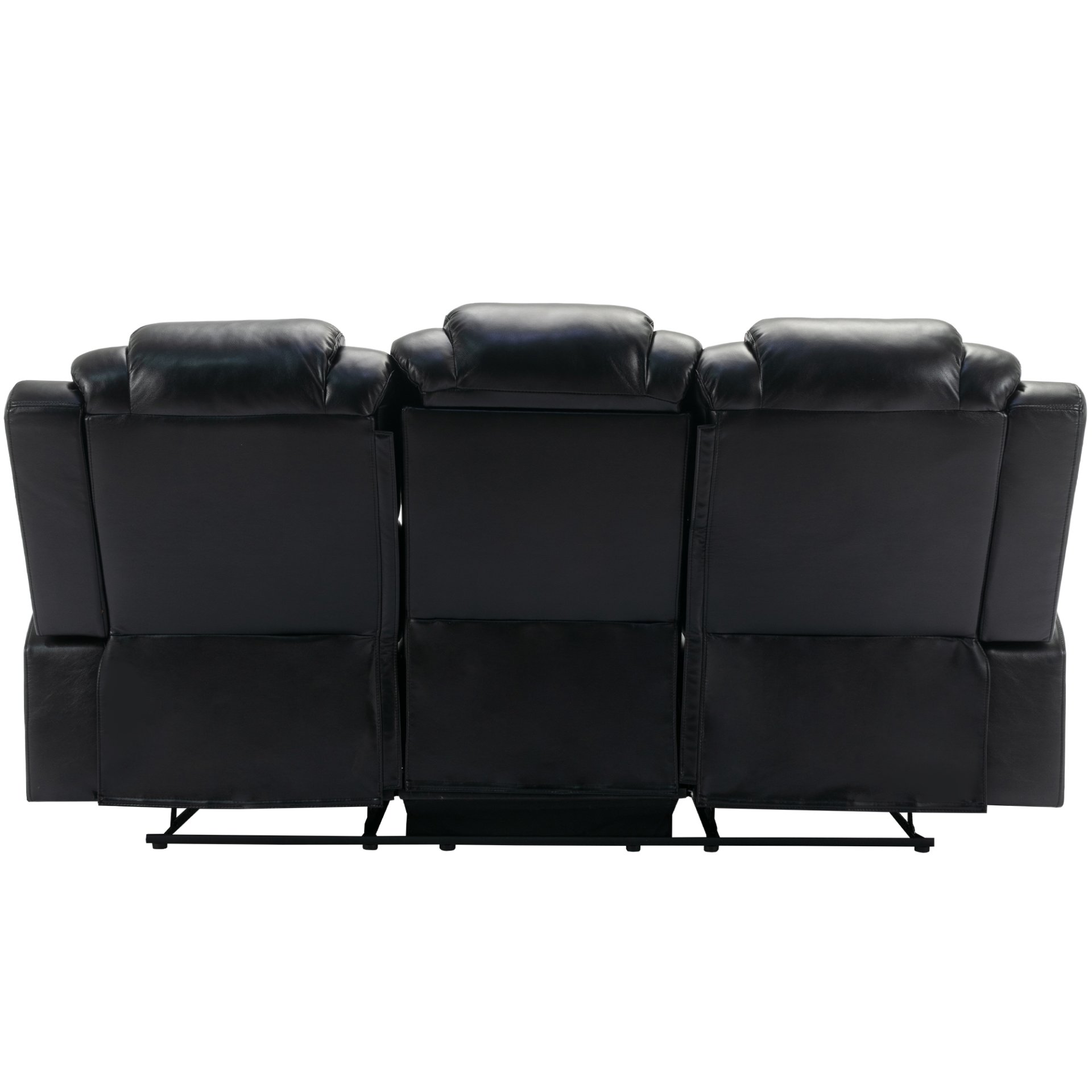 3 Pieces Recliner Sofa Sets Home Theater Seating Manual Recliner Chair With Center Console And Led Light Strip For Living Room - Black - Image 16