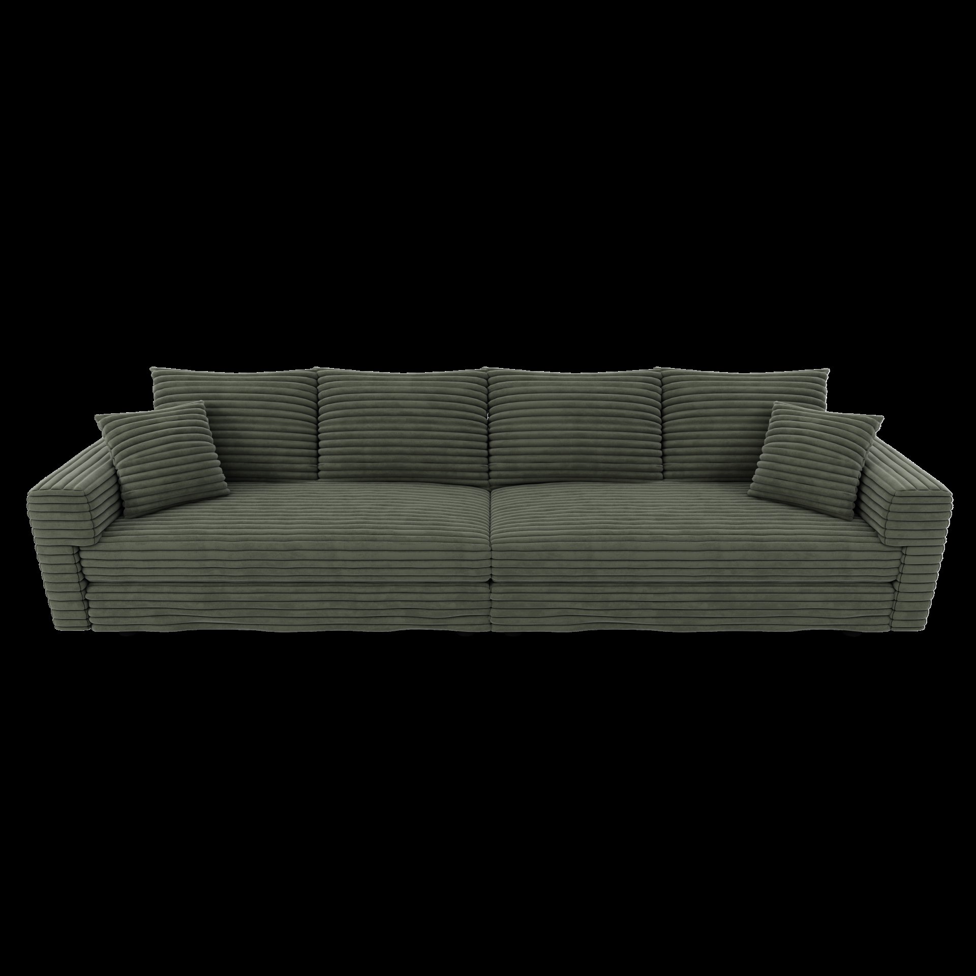 4 Seat Sofa, Deep Seat Couches With Soft Pillows And 3 Ottomans, Convertible Sofa Lounge Chair, For Living Room - Green - Image 17