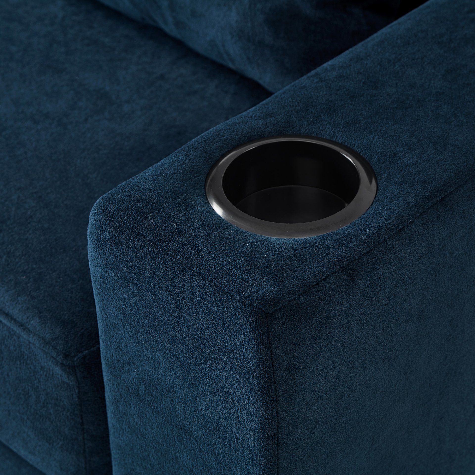 Modern Style Armchair Chaise Lounge Sofa Couch With Movable Storage Ottoman, USB Ports, Cup Holders, Phone Holder, Side Pockets - Blue - Image 27