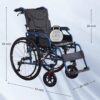 Premium Foldable Transport Wheelchair Frame Double Brakes Adjustable Armrests & Seat Belt Breathable Cushion Anti Backflip 300Lbs Capacity - Black / Blue - Image 3