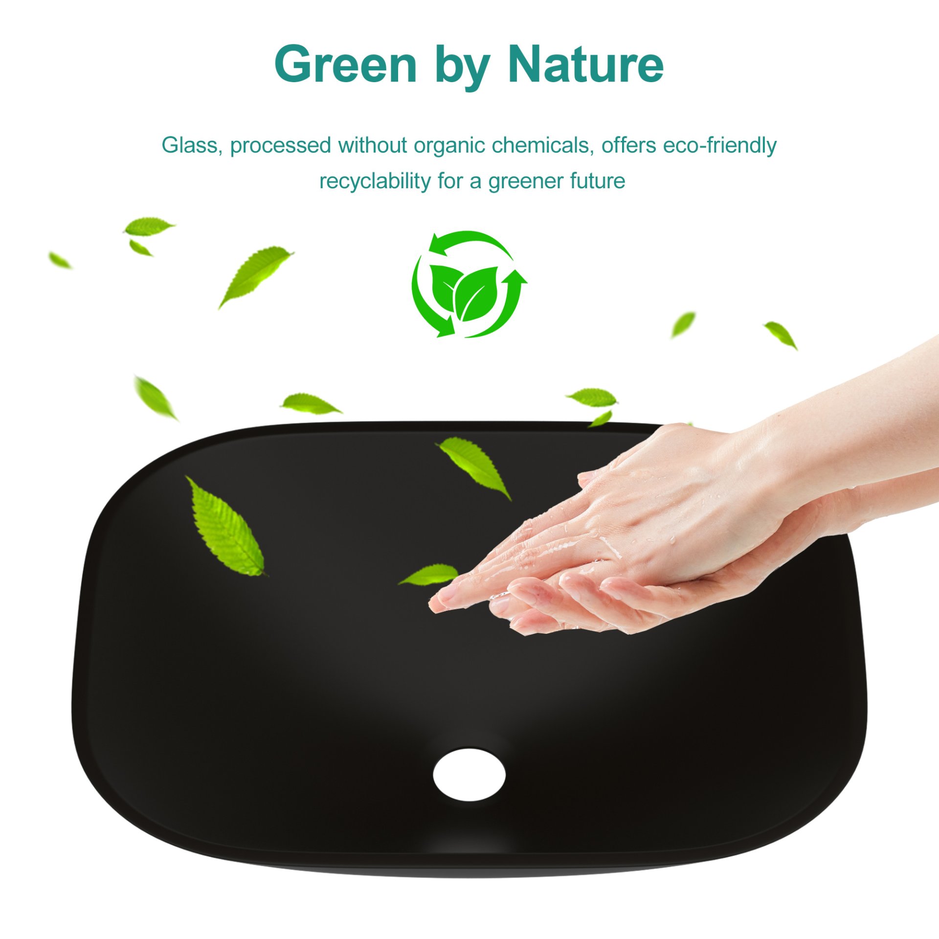 Artistic Tempered Glass Vessel Sink With Faucet And Pop Up Drain - Matte Black - Image 6