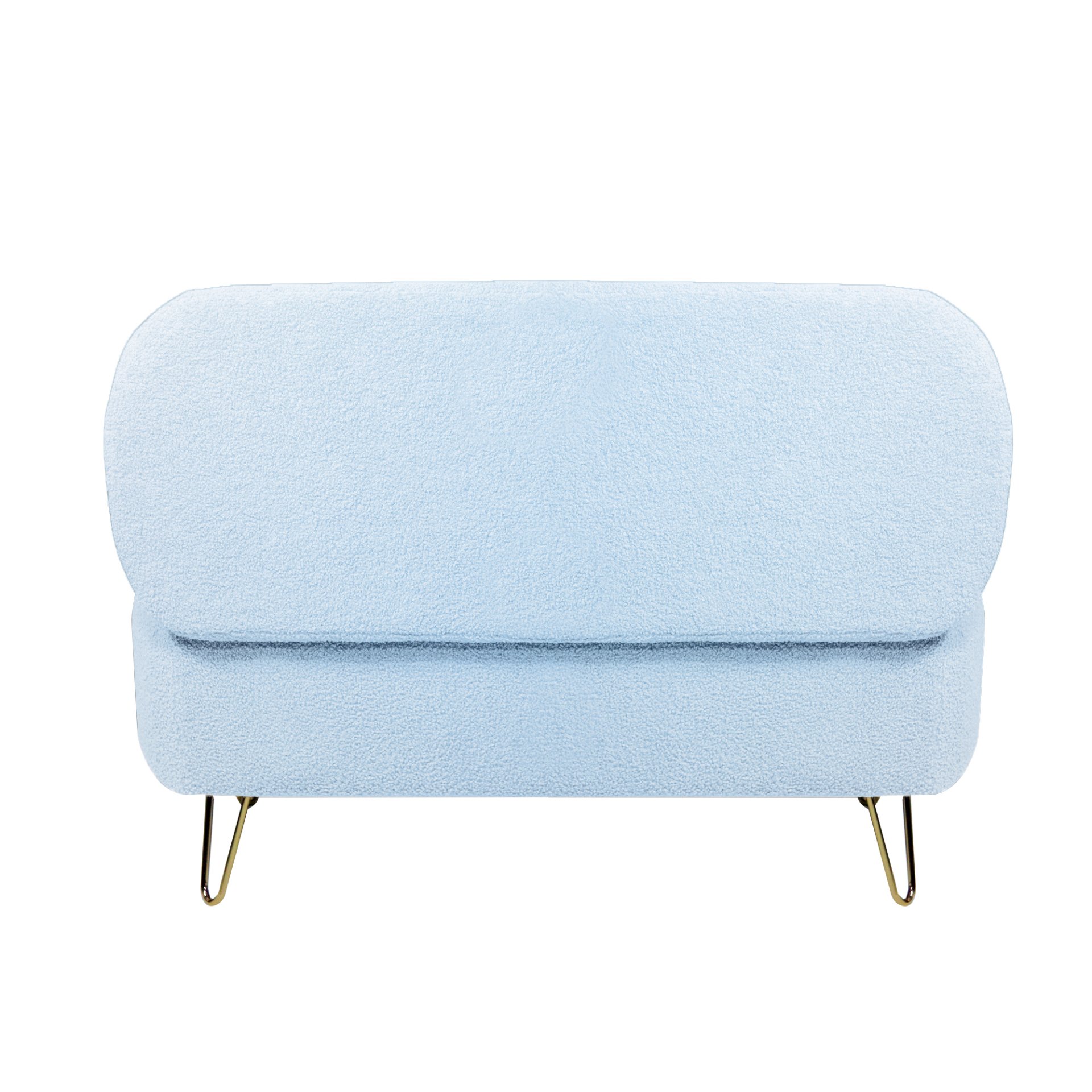 Storage Ottoman Bench For End Of Bed Gold Legs, Modern Gray Faux Fur Entryway Bench Upholstered Padded With Storage For Living Room Bedroom - Blue - Image 17