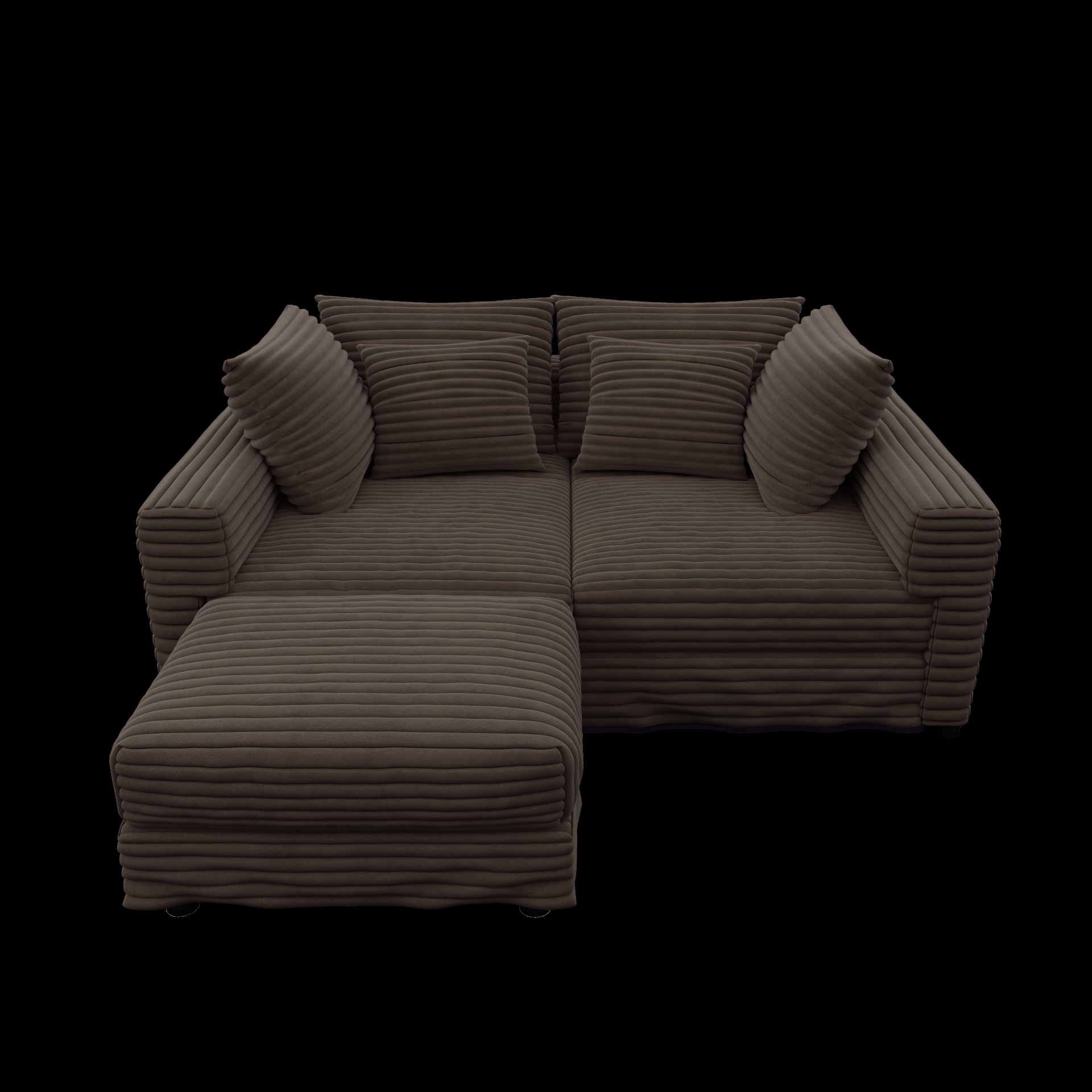 4 Seat Sofa, Deep Seat Couches With Soft Pillows And Movable Ottoman, Convertible Sofa Lounge Chair, For Living Room - Camel - Image 13