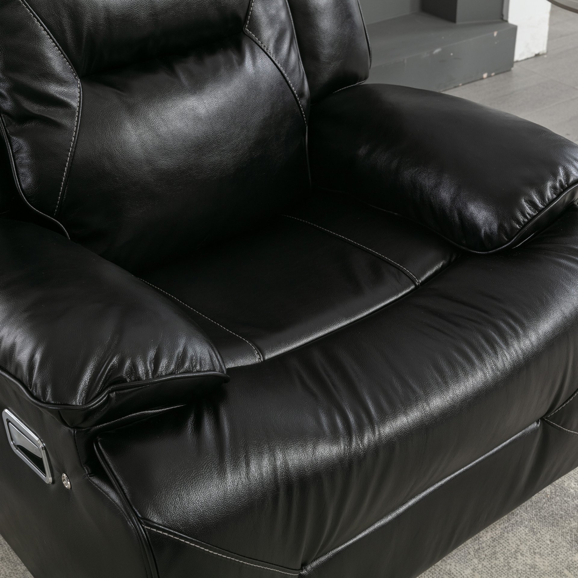 3 Seater Home Theater Recliner Manual Recliner Chair With A Led Light Strip Two Built-In Cup Holders For Living Room - Black - Image 25