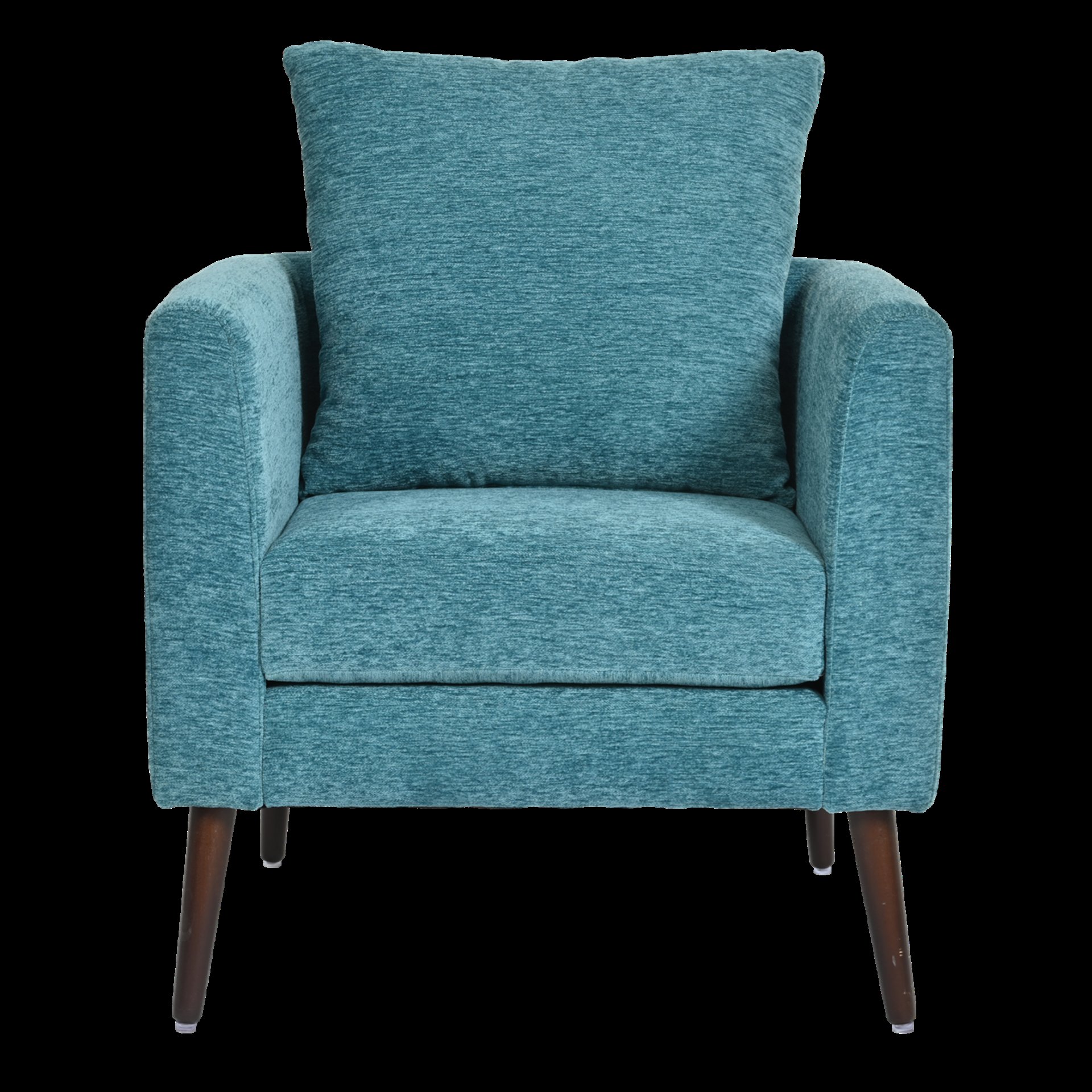 Accent Chair, Boucle Chair, Barrel Chair, Fabric Armchair Club Chair, Upholstered Arm Chair With Solid Wood Legs, Waist Pillow, Padded Single Chair For Living Room / Bedroom / Study / Waiting Room - Teal - Image 14