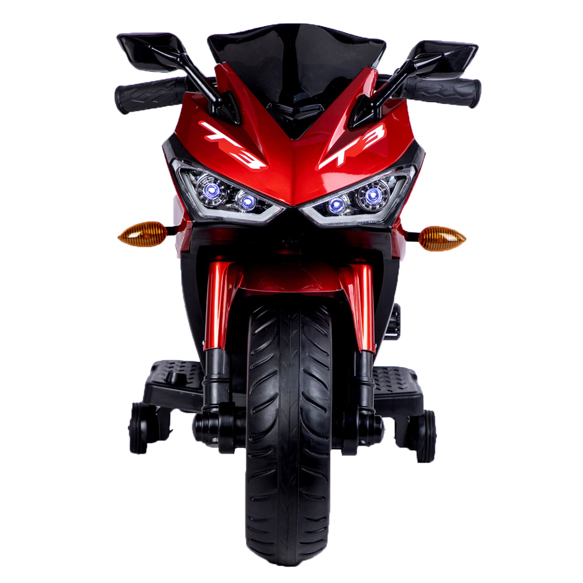 Kids 12V Motorcycle With Training Wheels, Manual Throttle, And Lighting Wheels For Boys And Girls Ages 3-6 - Red - Image 5