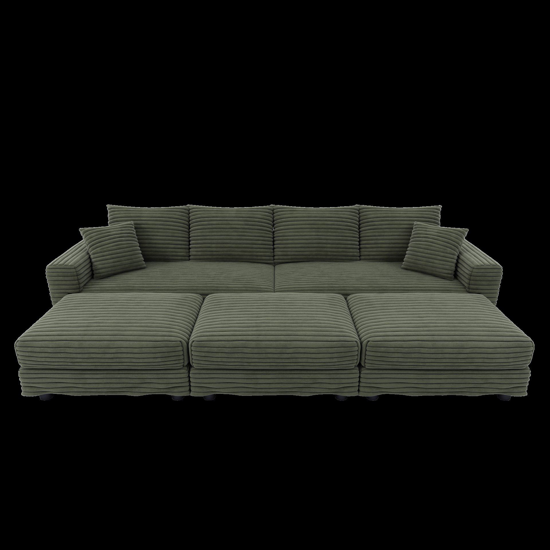 4 Seat Sofa, Deep Seat Couches With Soft Pillows And 3 Ottomans, Convertible Sofa Lounge Chair, For Living Room - Green - Image 16