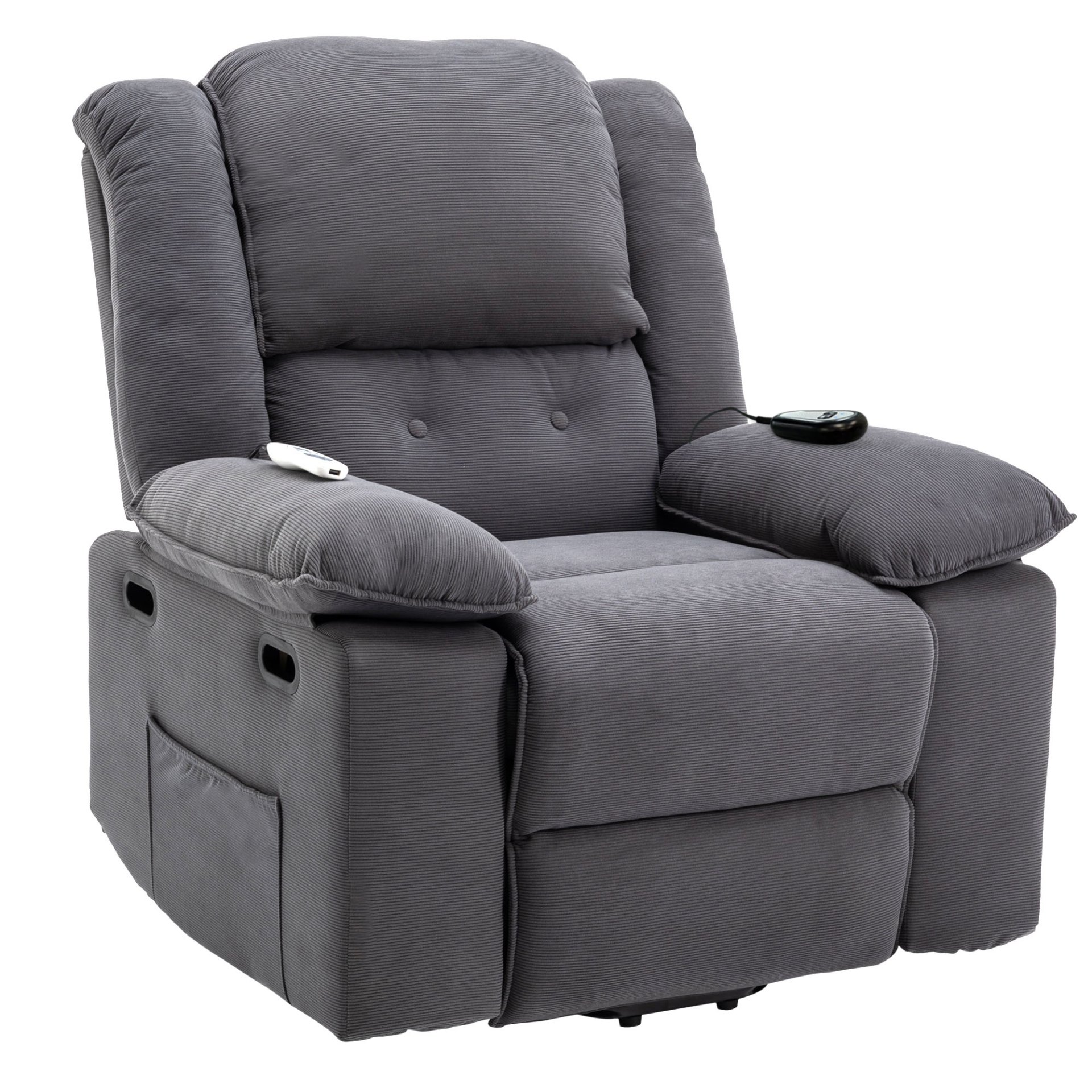 Massage Recliner, Power Lift Chair With Adjustable Massage And Heating Function, Recliner Chair With Infinite Position And Side Pocket - Gray - Image 12
