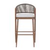 Outdoor Bar Height Aluminum Frame Counter Stools With Scallop Shaped Backrest & Water Resistant Cushions (Set of 2) - Teak - Image 15