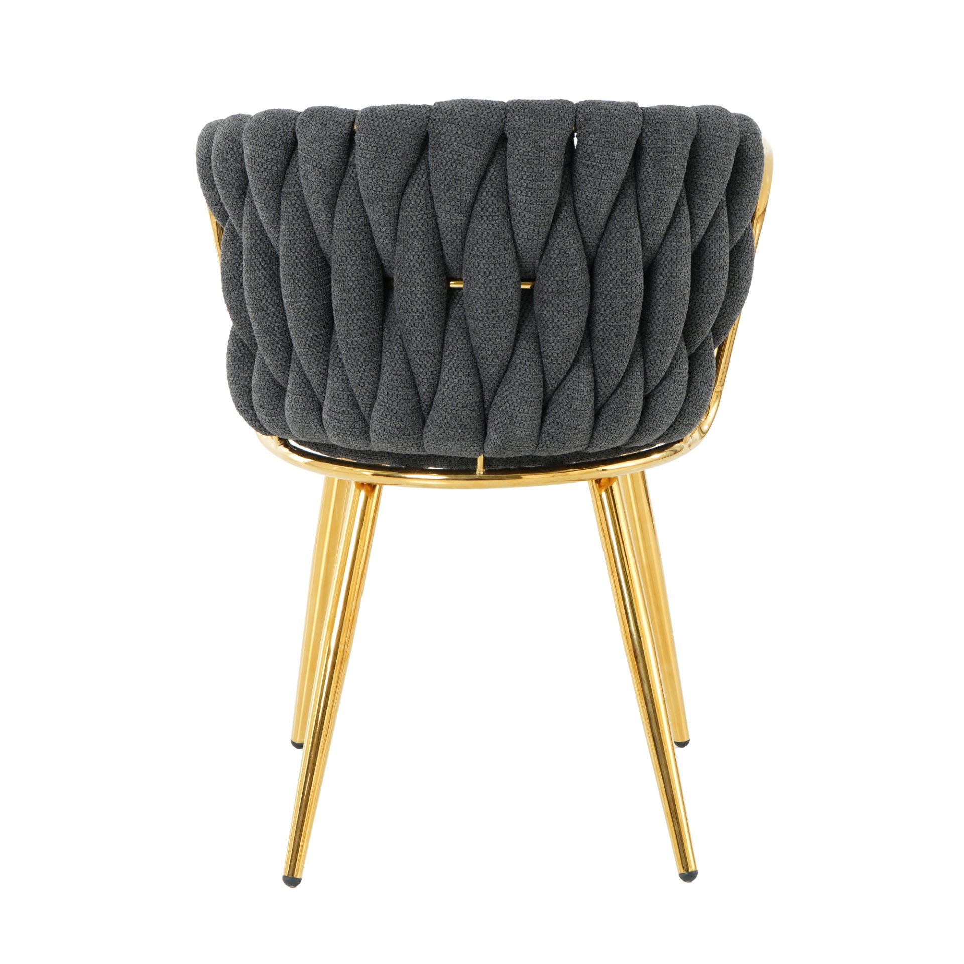 Modern Simple Dark Gray Linen Dining Chair With Plated Metal Legs, (Set of 2) - Gold - Image 19