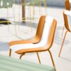 4 Piece Set Of Modern Striped Color Blocking Single Chairs, Waterproof And Fade Resistant - White / Orange - Image 2