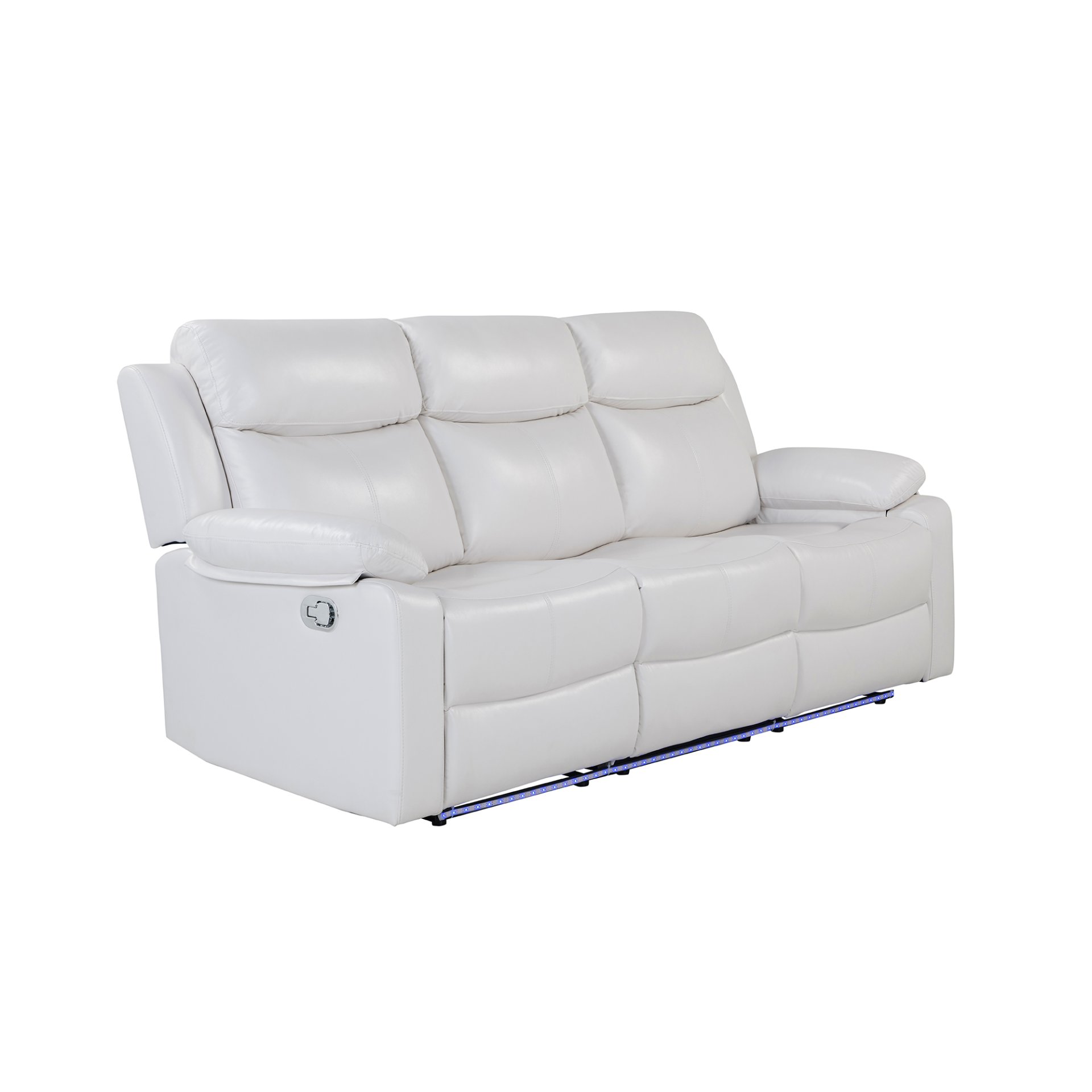 Blanche - Reclining Sofa With LED Lights Frame, Pillow Top Arms - White - Image 4