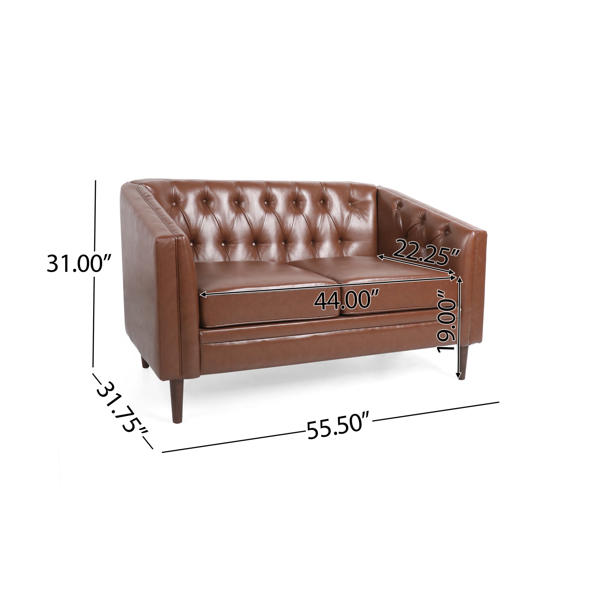 Sophisticated Loveseat With Diamond Stitched Detailing - Light Brown - Image 3