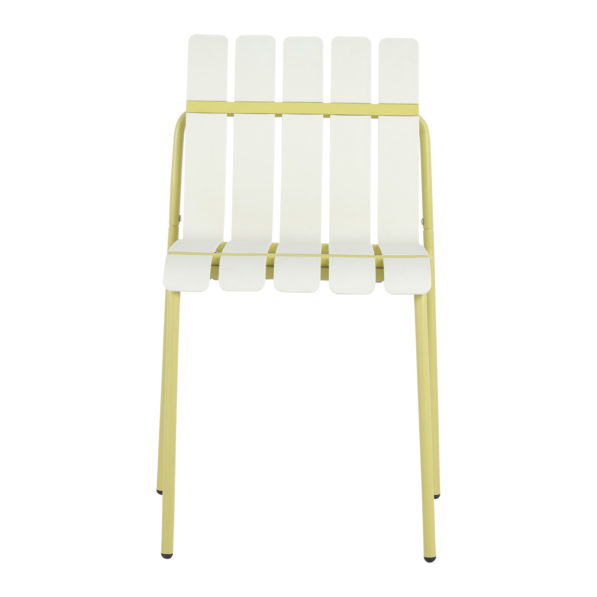 4 Piece Set Of Color Block Designed Single Chairs With Folding Square Table - Grain Yellow / Khaki / White - Image 15