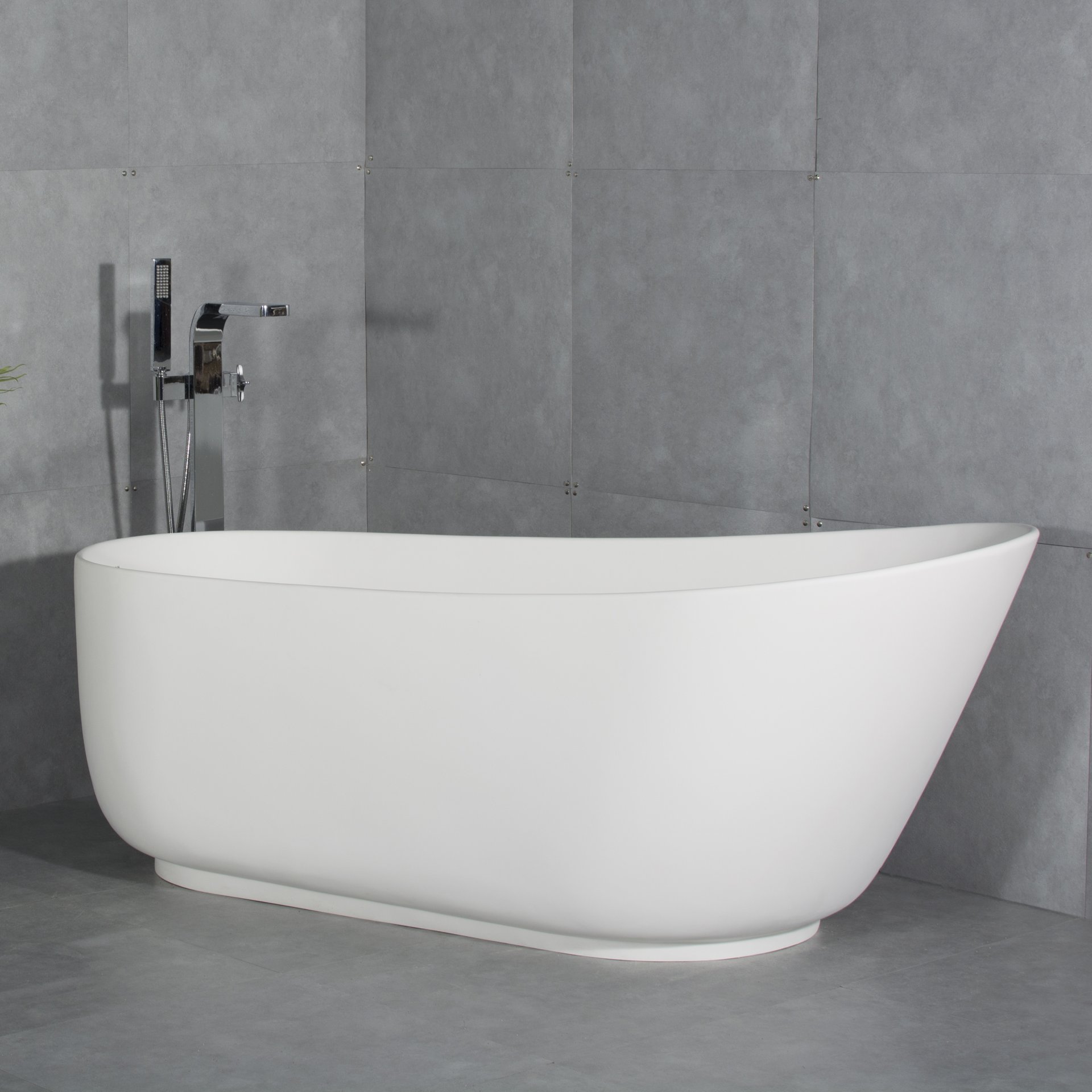 Solid Surface Stone Resin Oval Shape Soaking Bathtub With Overflow For The Bathroom - Matte White - Image 2