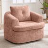 360° Swivel Accent Barrel Chair With Dual Layer Cushion, Round Seating For Living Room - Pink - Image 4