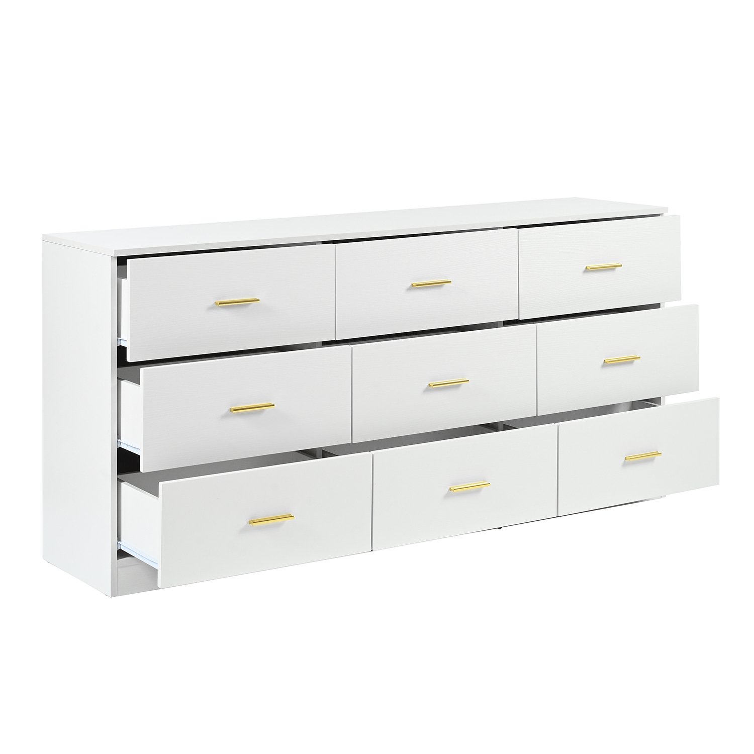 9 Drawer Dresser For Bedroom Ample Storage Wide Chest Of Drawers, Sturdy & Safe - Antique White - Image 4
