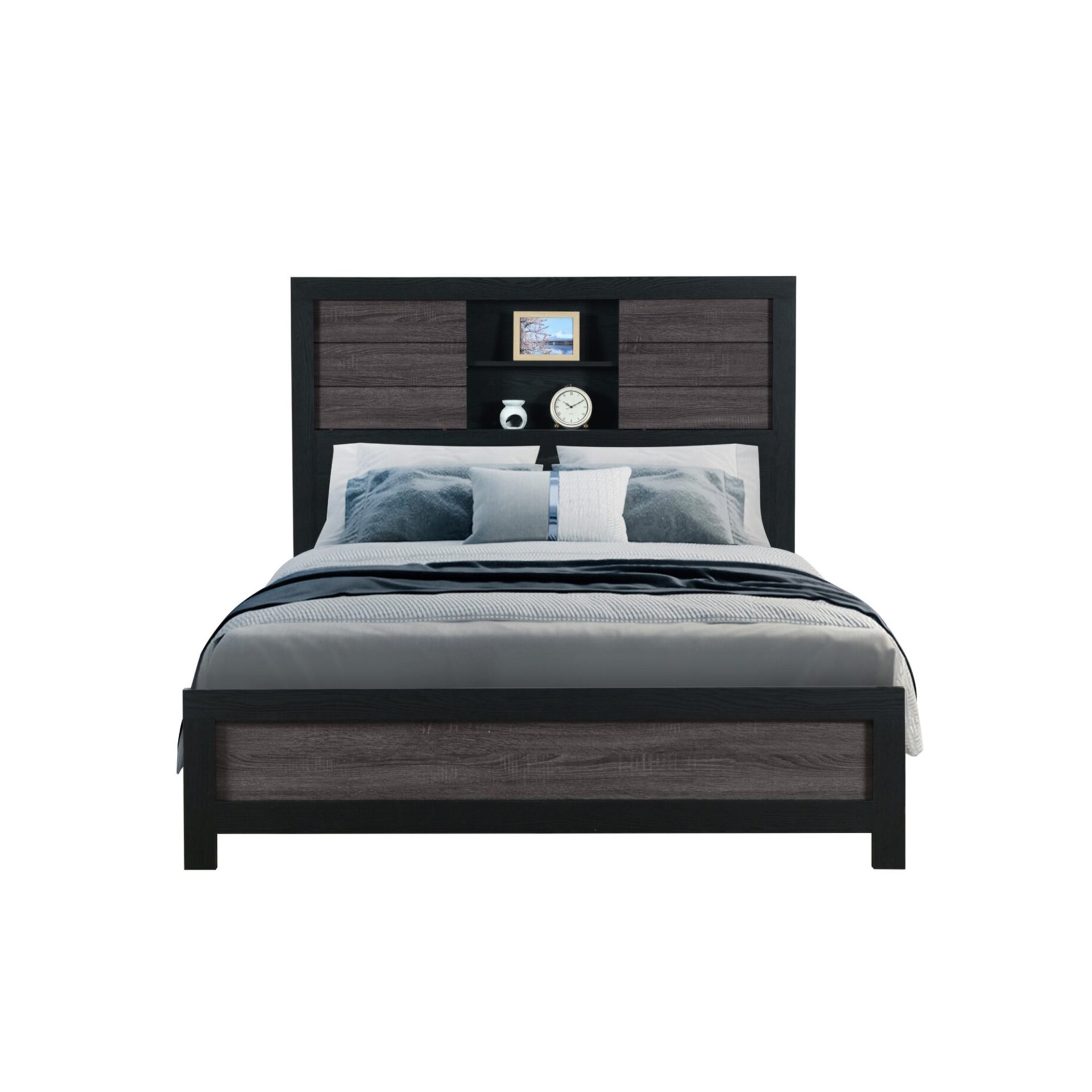 Soluto - Bookcase Queen Bed Frame - Black / Gray - Image 5