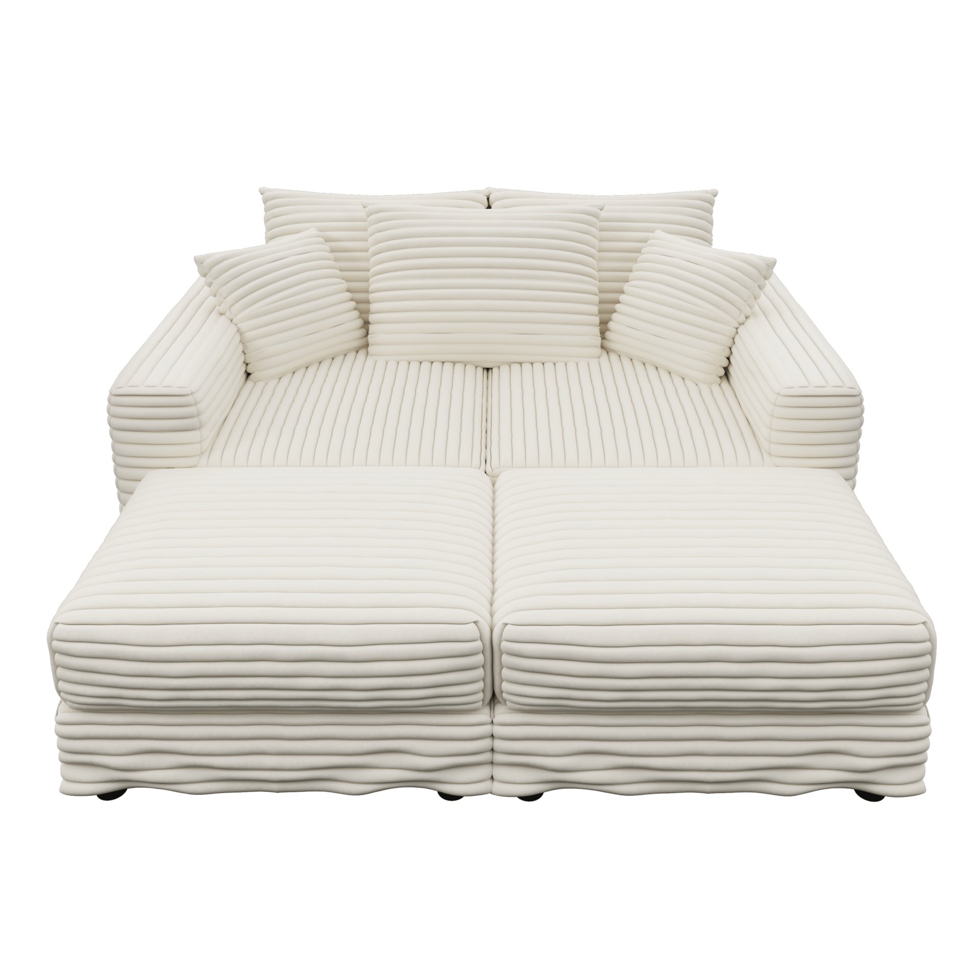 3 Seat Sofa, Deep Seat Couches With Soft Pillows And 2 Ottomans, Convertible Sofa Lounge Chair, For Living Room - Beige - Image 26