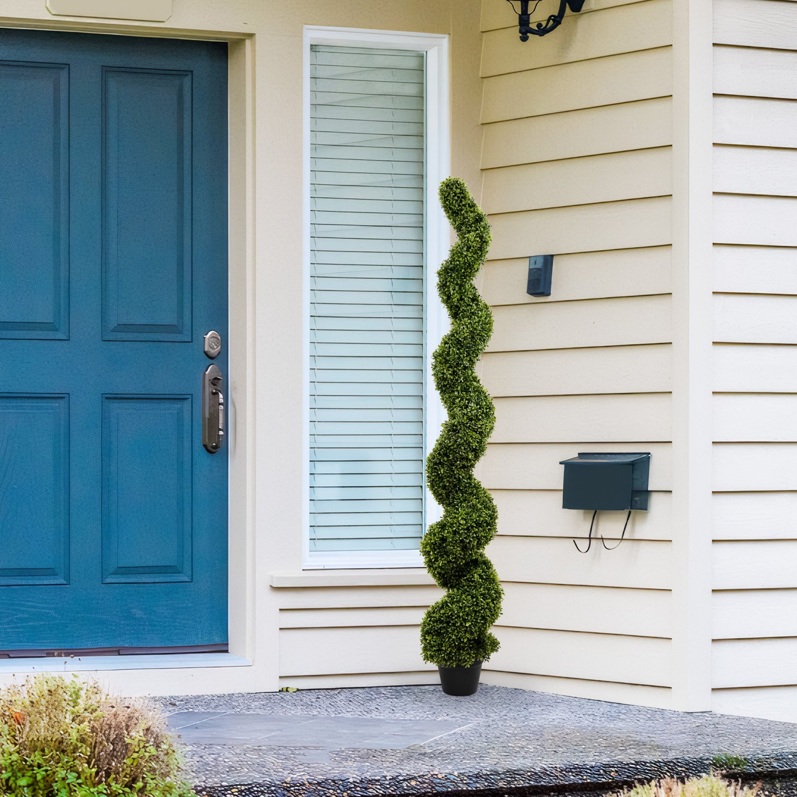 Artificial Outdoor UV Resistant Plastic Boxwood Topiary Spiral Tree (Set of 2) - Green - Image 7