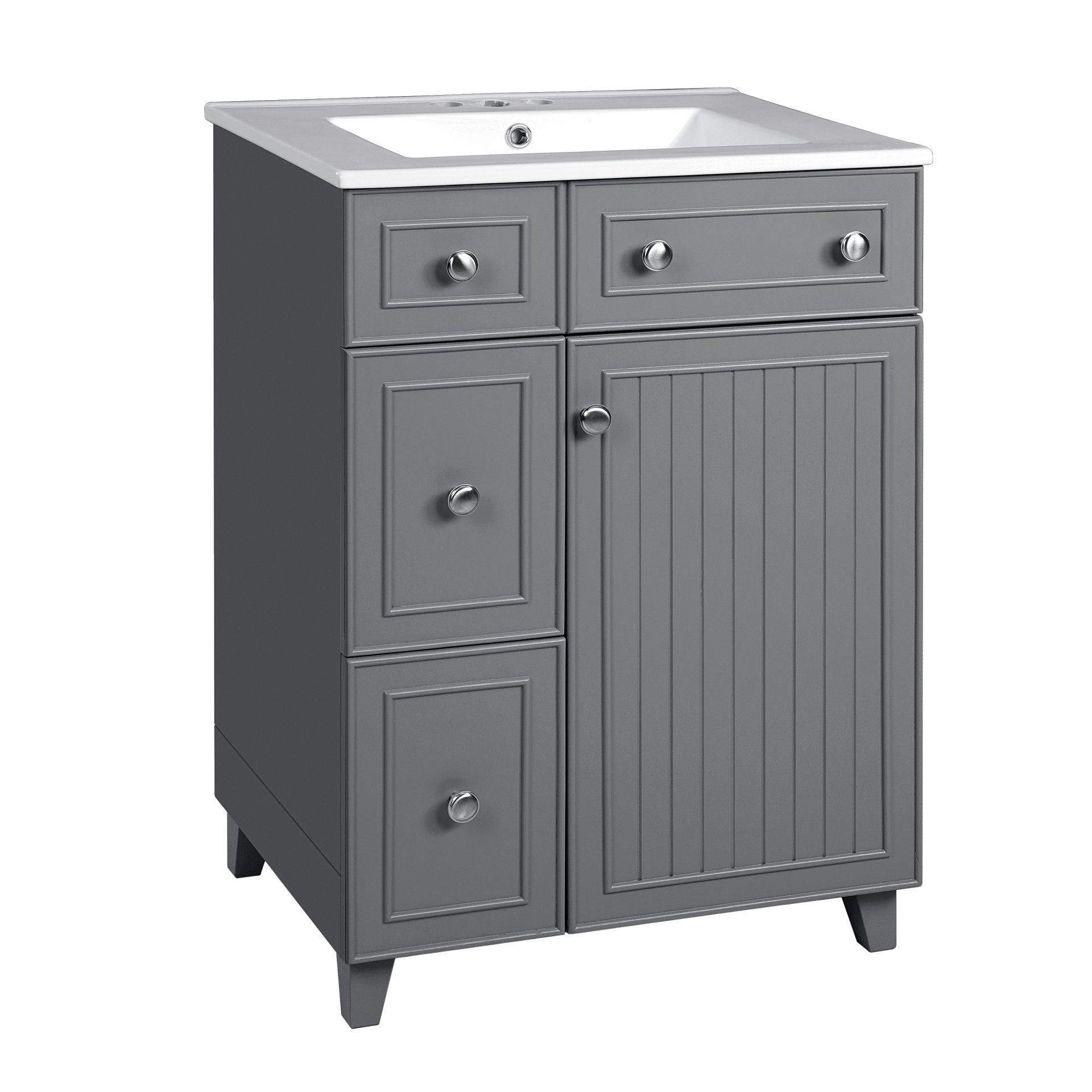 Transitional Bathroom Vanity Cabinet With Sink, 2 Drawers, 1 Soft Close Door - Gray - Image 16