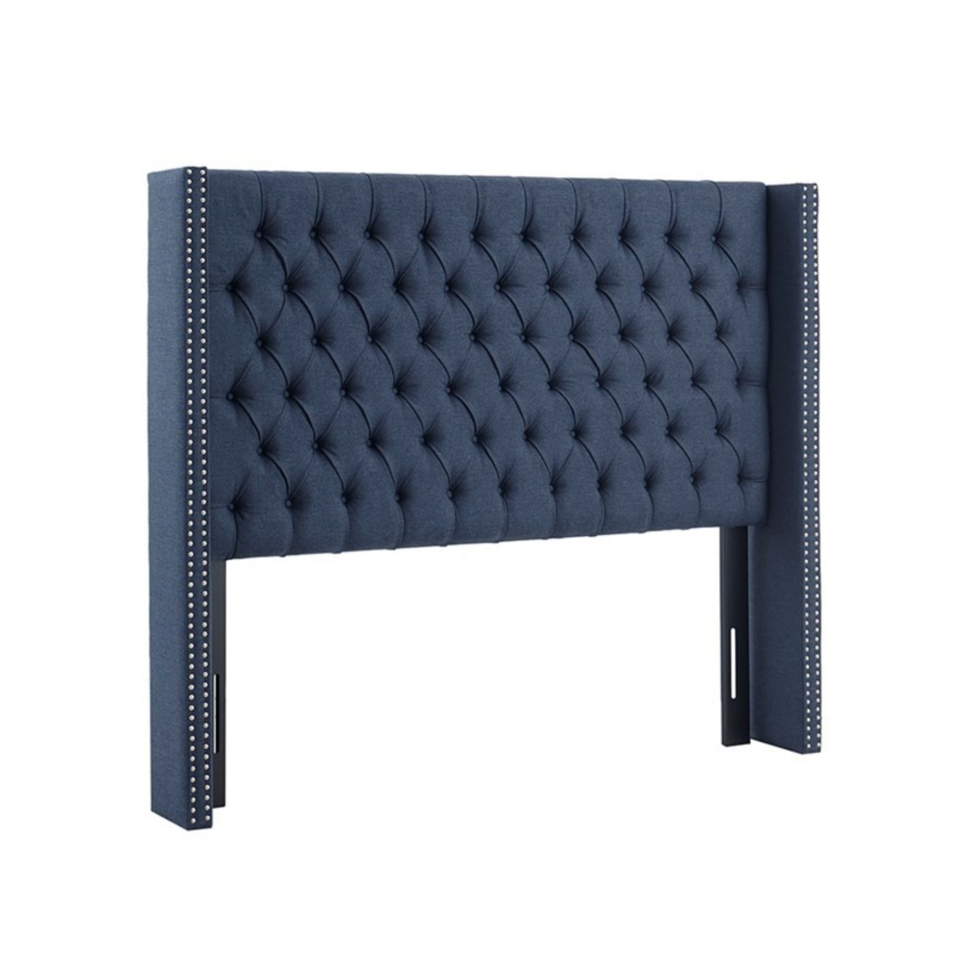 Upholstery Headboard Queen With Tufted Buttons And Nailhead Trim - Navy - Image 8