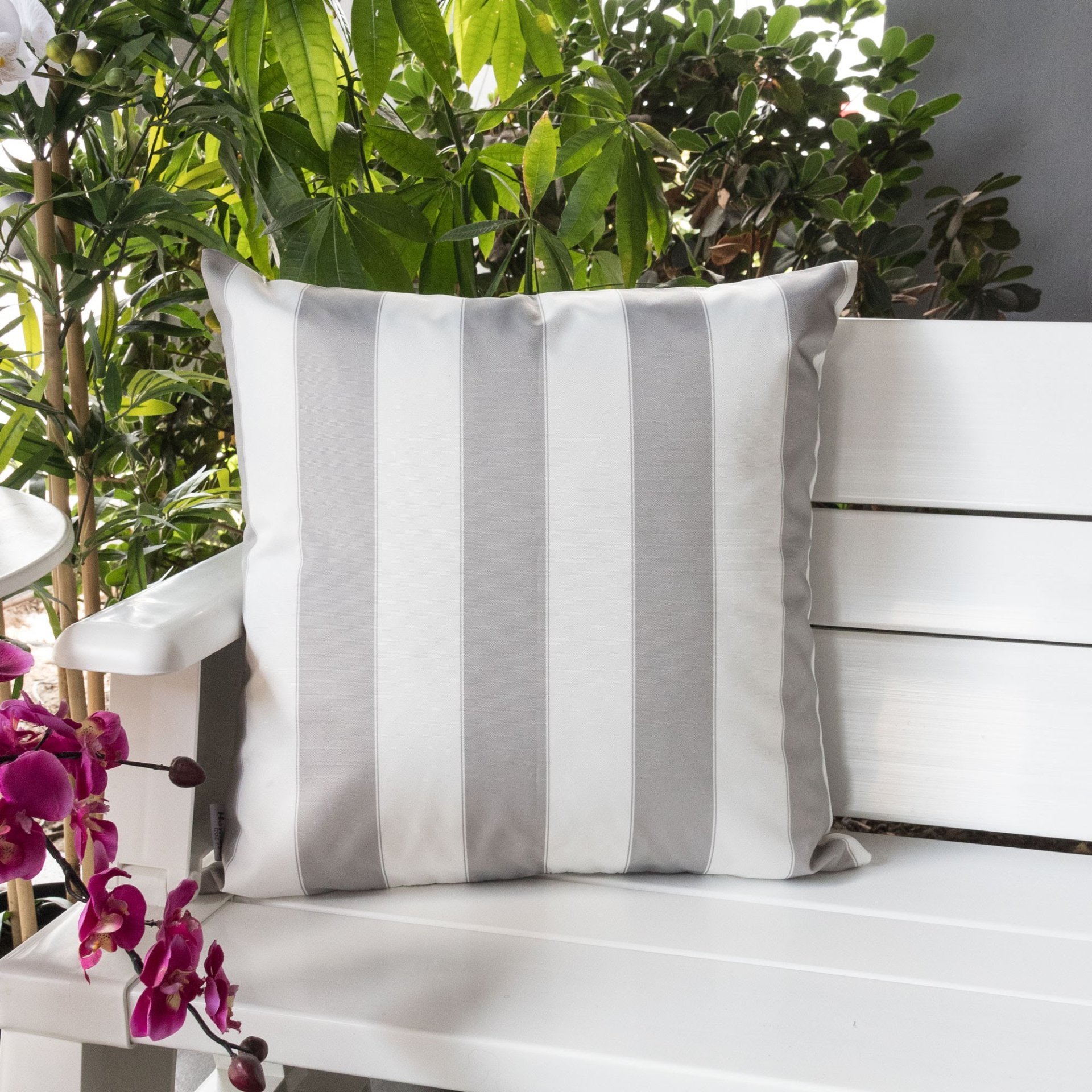 Horizon Stripe Pillow Silver Outdoor & Indoor Pillows - Silver - Image 2