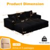 3 Seat Sofa, Deep Seat Couches With Soft Pillows And 3 Ottomans, Convertible Sofa Lounge Chair, For Living Room - Black - Image 10