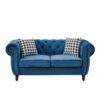 Chesterfield Sofa With Roll Armrest & Nailhead, 3 And 2 Seater - Blue - Image 12