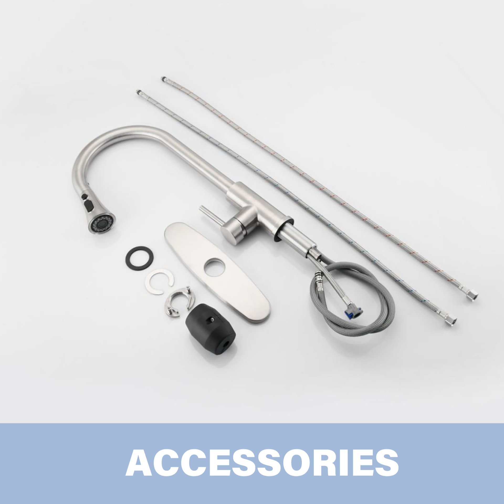 Classic High Arc Kitchen Faucet With Pull Down Sprayer, Stainless Steel - Brushed Nickel - Image 7