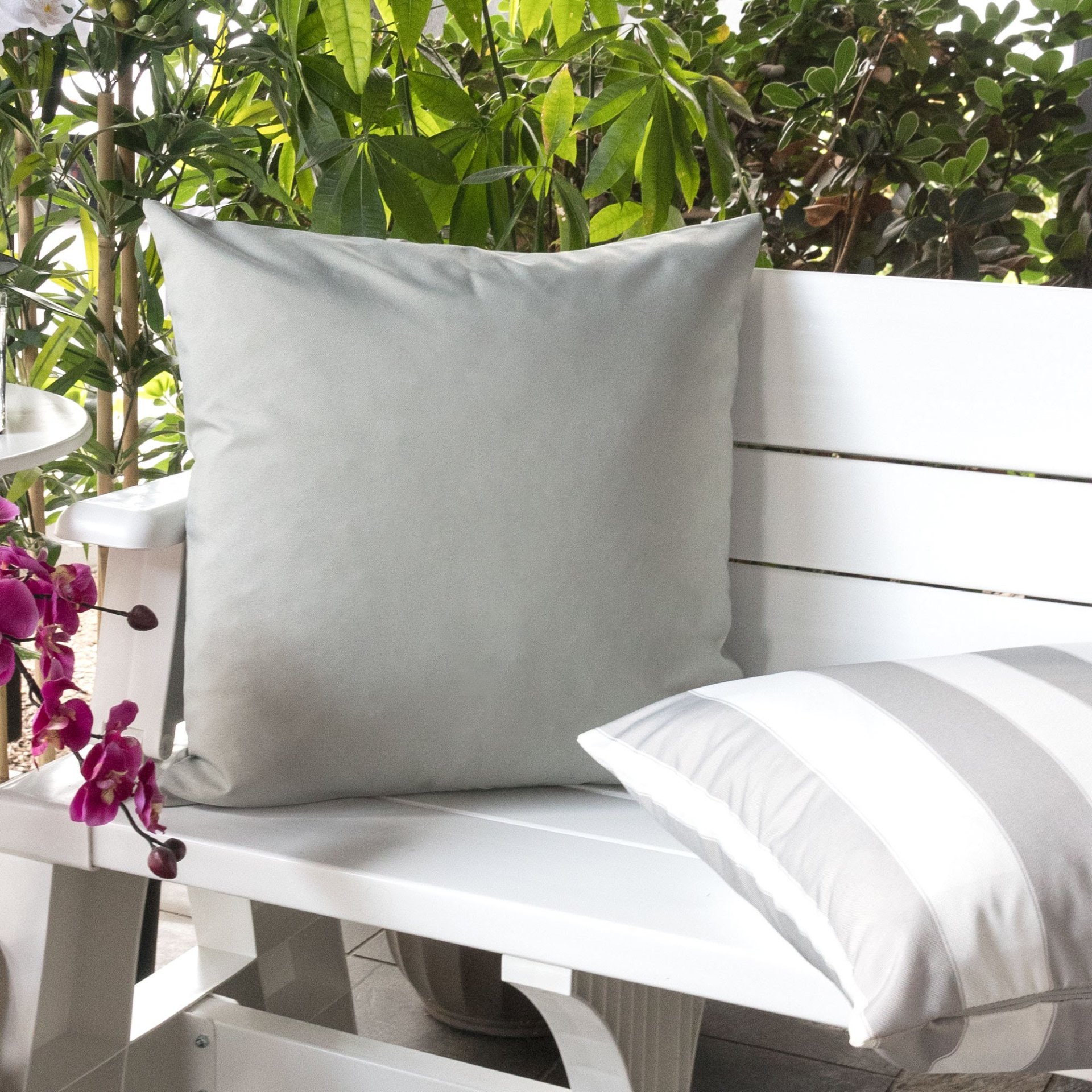 Amazon Rainforest - Solid Pillow Outdoor & Indoor, Silver - Silver - Image 2