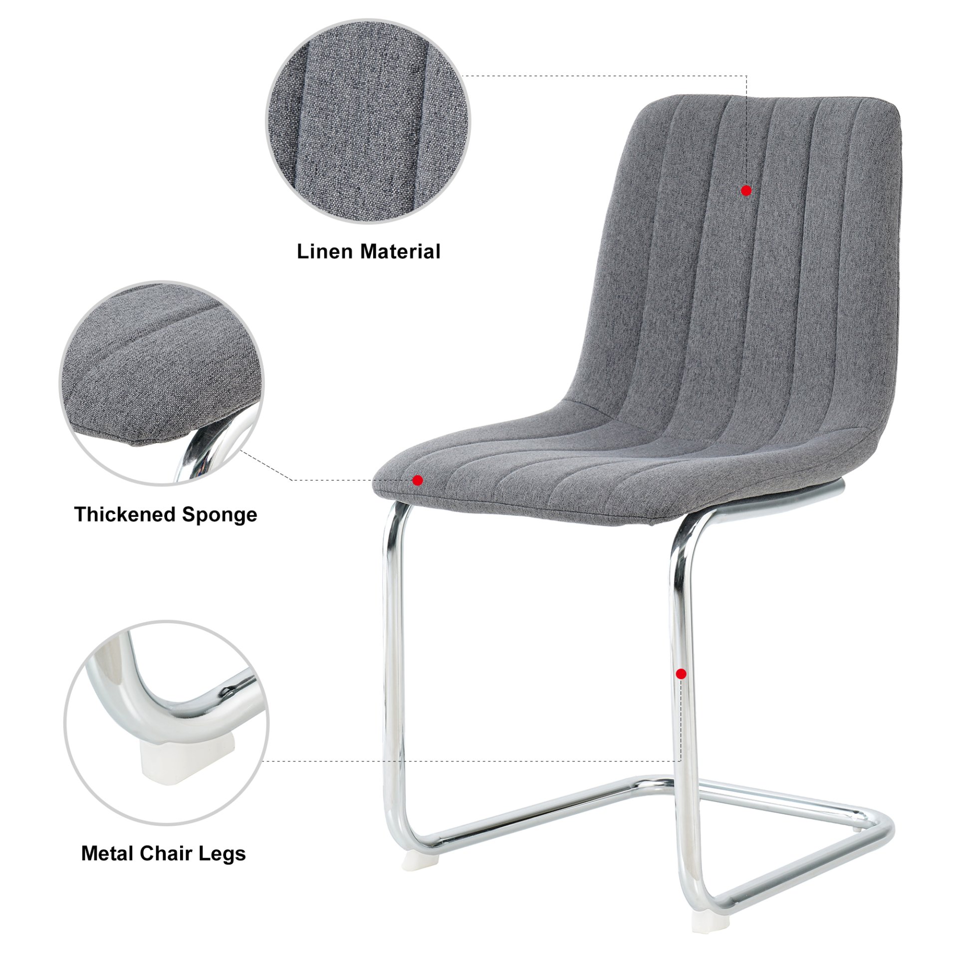 Modern Simple Light Luxury Dining Chair (Set of 4) - Dark Gray - Image 6