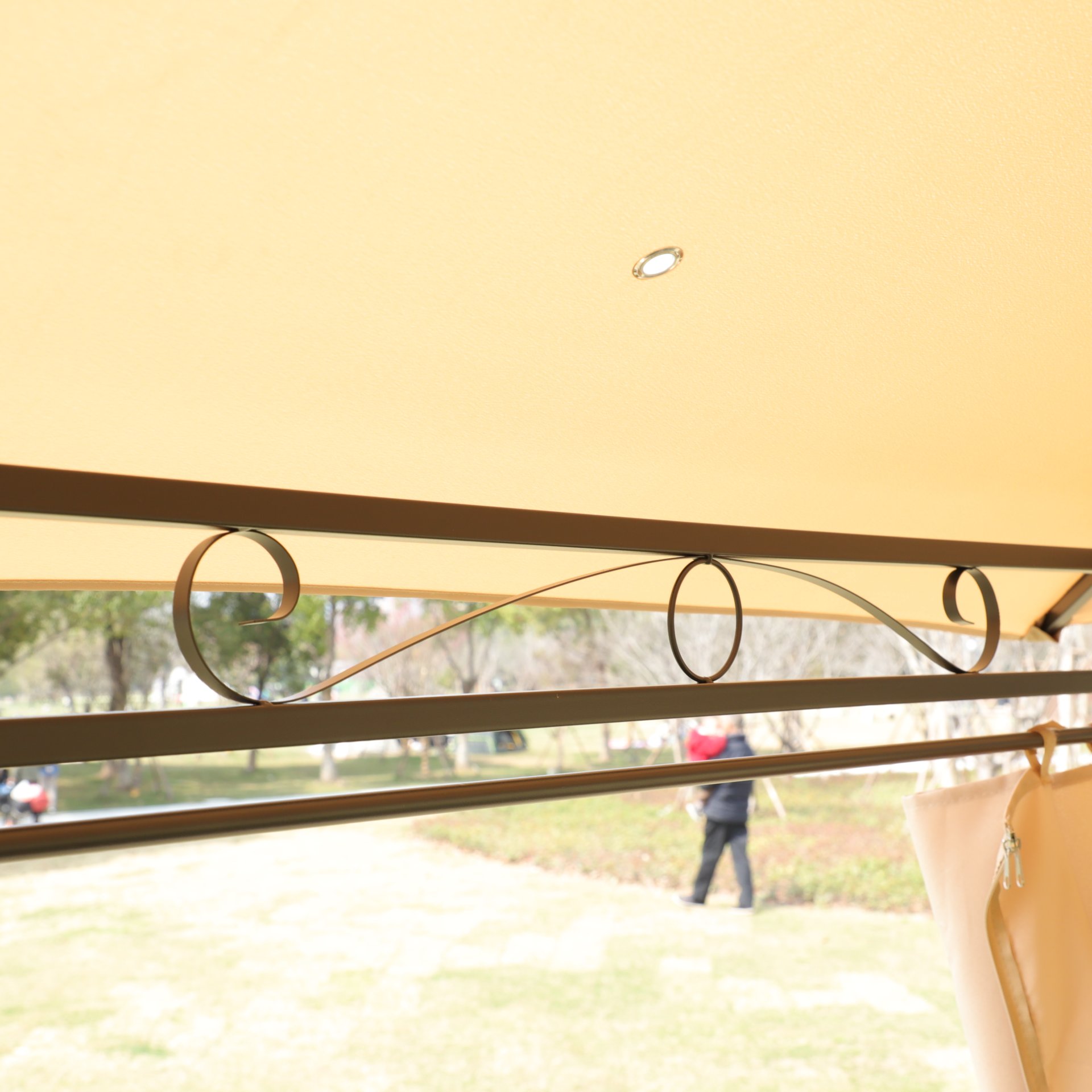 Outdoor Patio Gazebo Canopy Tent With Ventilated Double Roof And Mosquito Net, 13X10 Ft - Khaki - Image 15