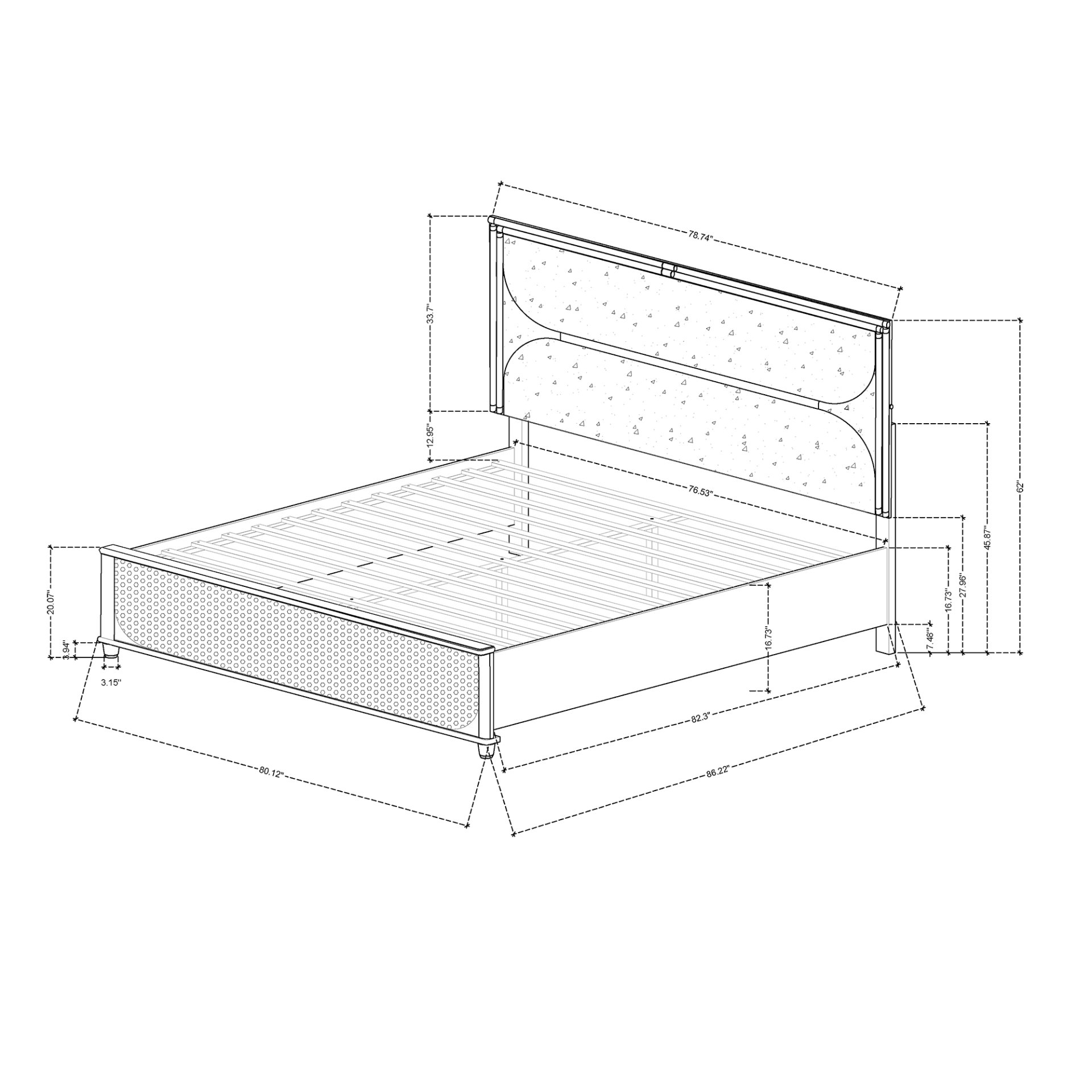 Laura - King Bed With Upholstered LED Headboard - Silver - Image 3