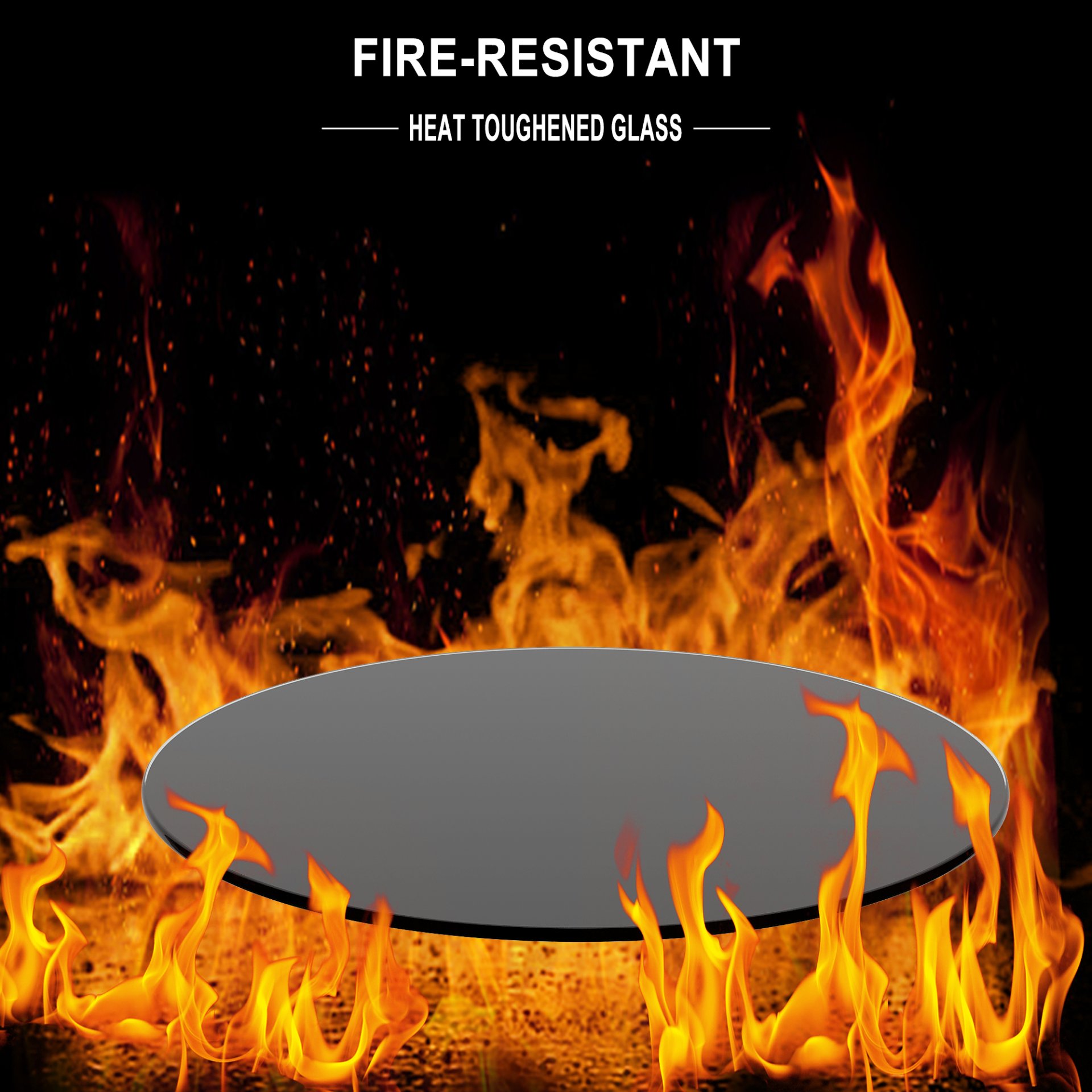 30" Round Tempered Glass Table Top Glass 1 / 4" Thick Round Polished Edge - Black - Image 6