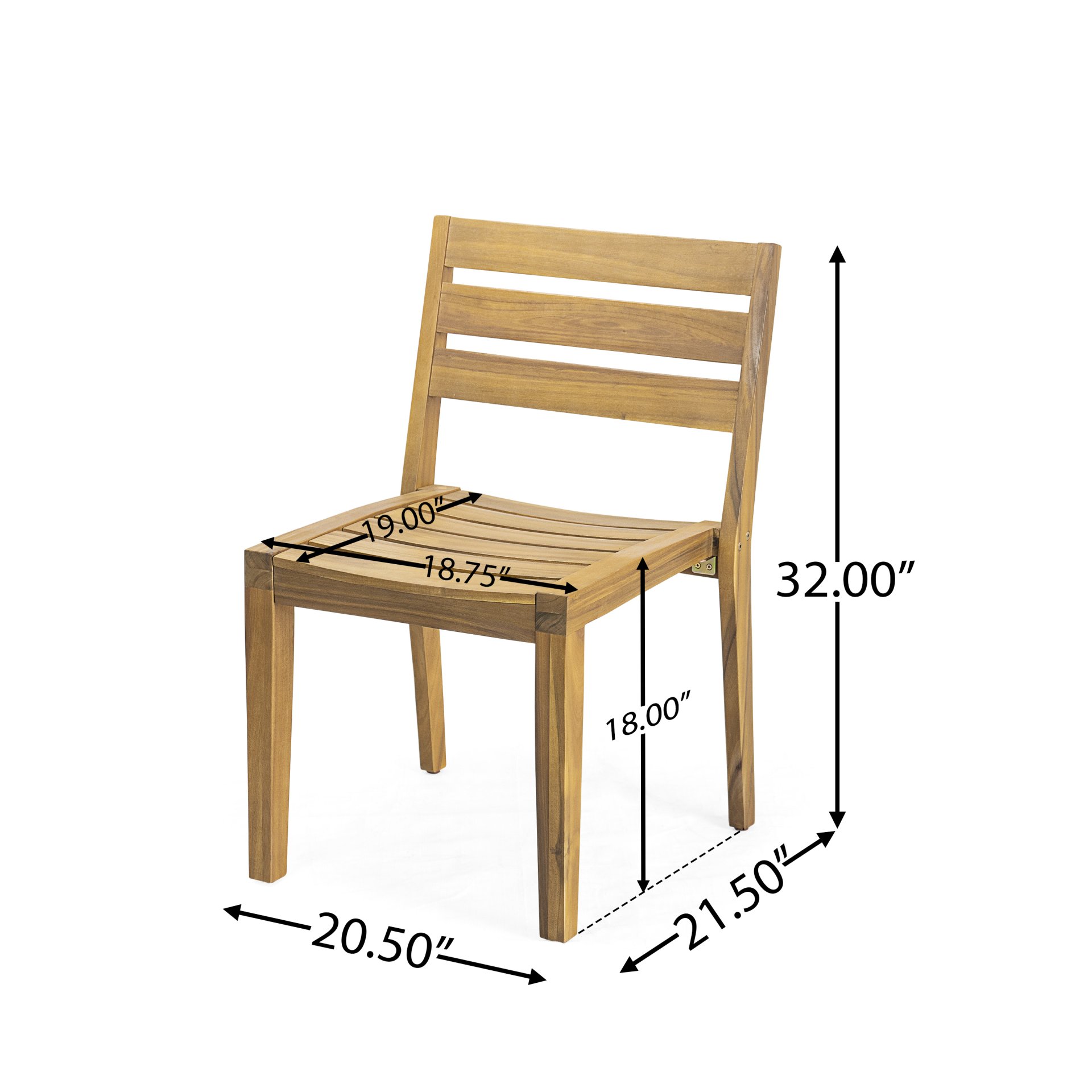 Outdoor Dining Side Chair (Set of 2) - Teak Finish - Image 3
