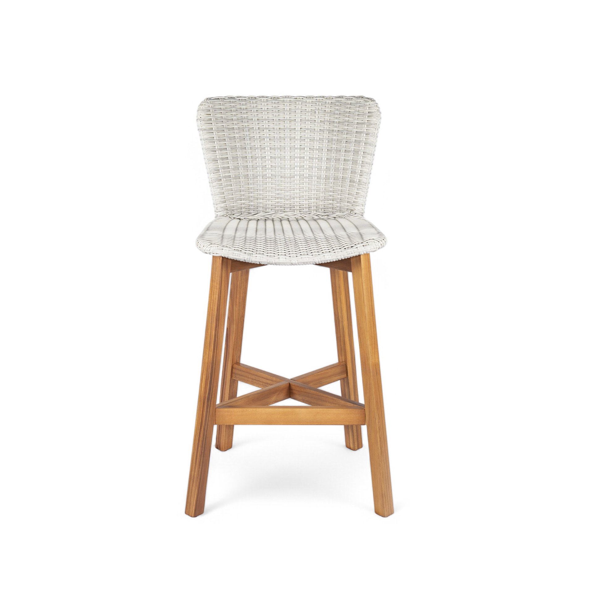 Lymington - Outdoor Bar Stool (Set of 2) - Light Gray / Teak - Image 7