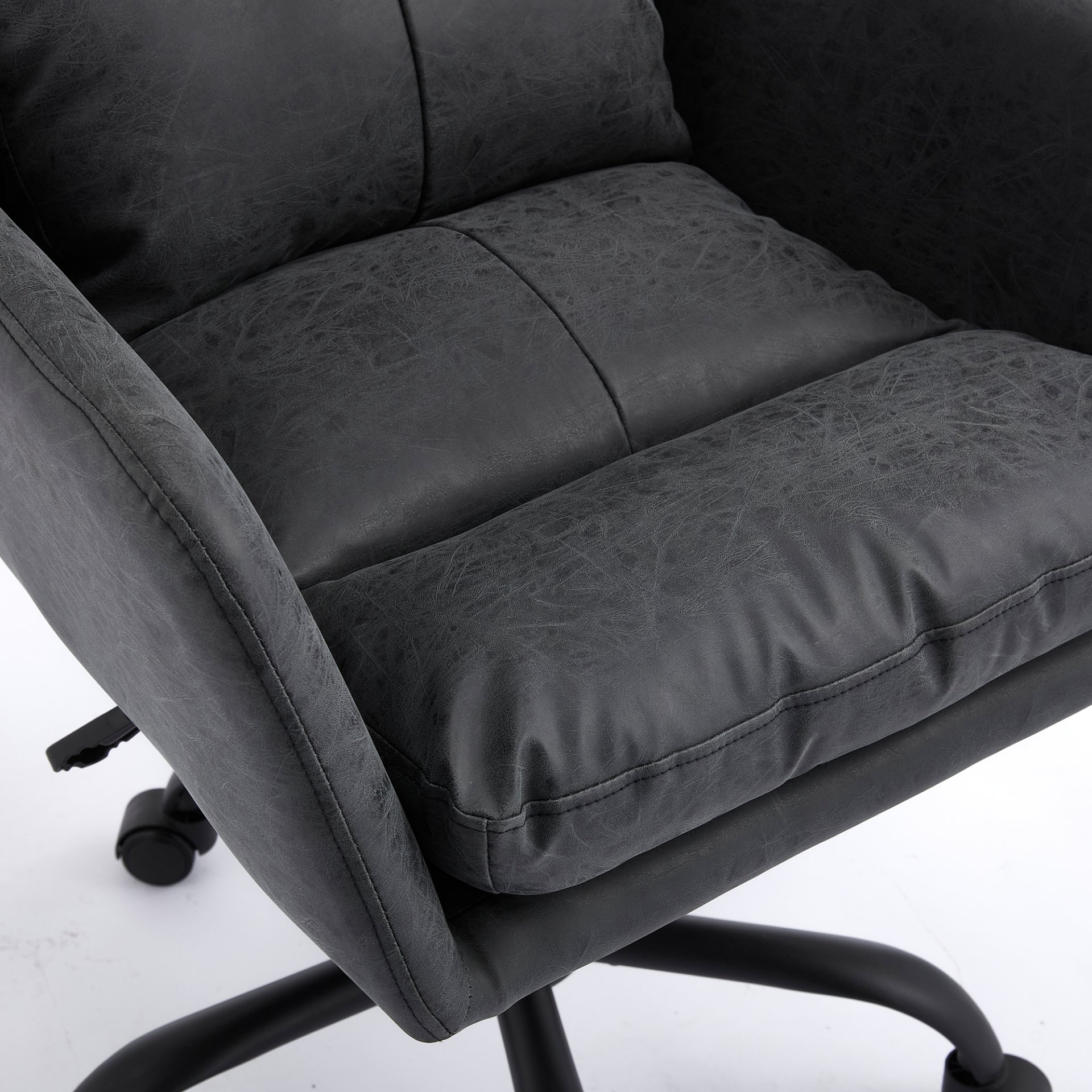 Adjustable Office Chair, Ergonomic Swivel Chair Leather, Comfortable For Long Sitting, Versatile Home And Office Use - Black - Image 7