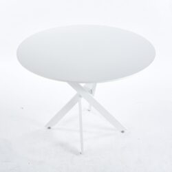 Table Mid-Century Dining Table For 4 - 6 People With Round Table Top, Pedestal Dining Table, End Table Leisure Coffee Table, Cross Leg - White