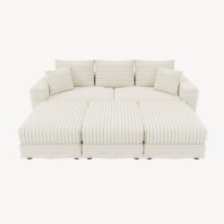 3 Seat Sofa, Deep Seat Couches With Soft Pillows And 3 Ottomans, Convertible Sofa Lounge Chair, For Living Room - Beige
