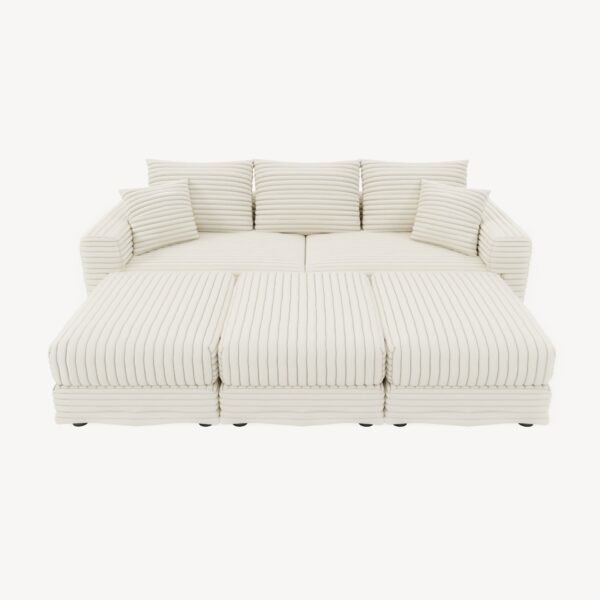 3 Seat Sofa, Deep Seat Couches With Soft Pillows And 3 Ottomans, Convertible Sofa Lounge Chair, For Living Room - Beige