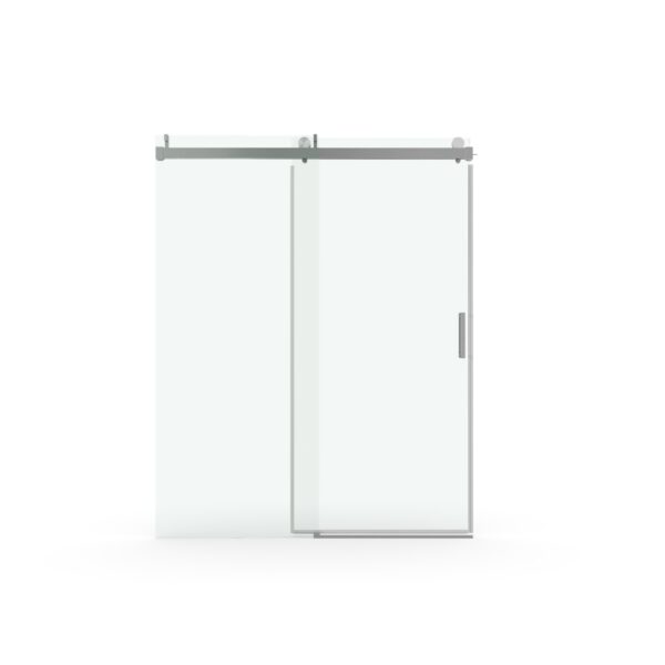 Frameless Soft Closing Shower Door, 1 / 4" (6Mm) Tempered Glass Single Sliding With Explosion Proof Coating - Brushed Nickel