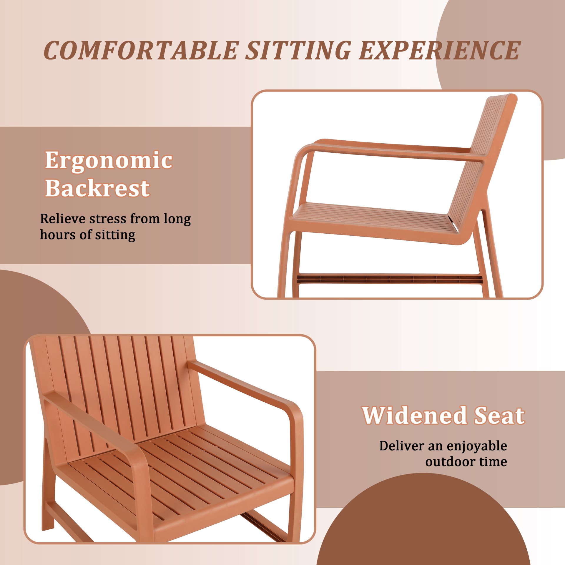 2 Piece Indoor / Outdoor Furniture Set (1 Chair And 1 Coffee Table), UV Resistant, Waterproof And Durable - Apricot Brown - Image 8