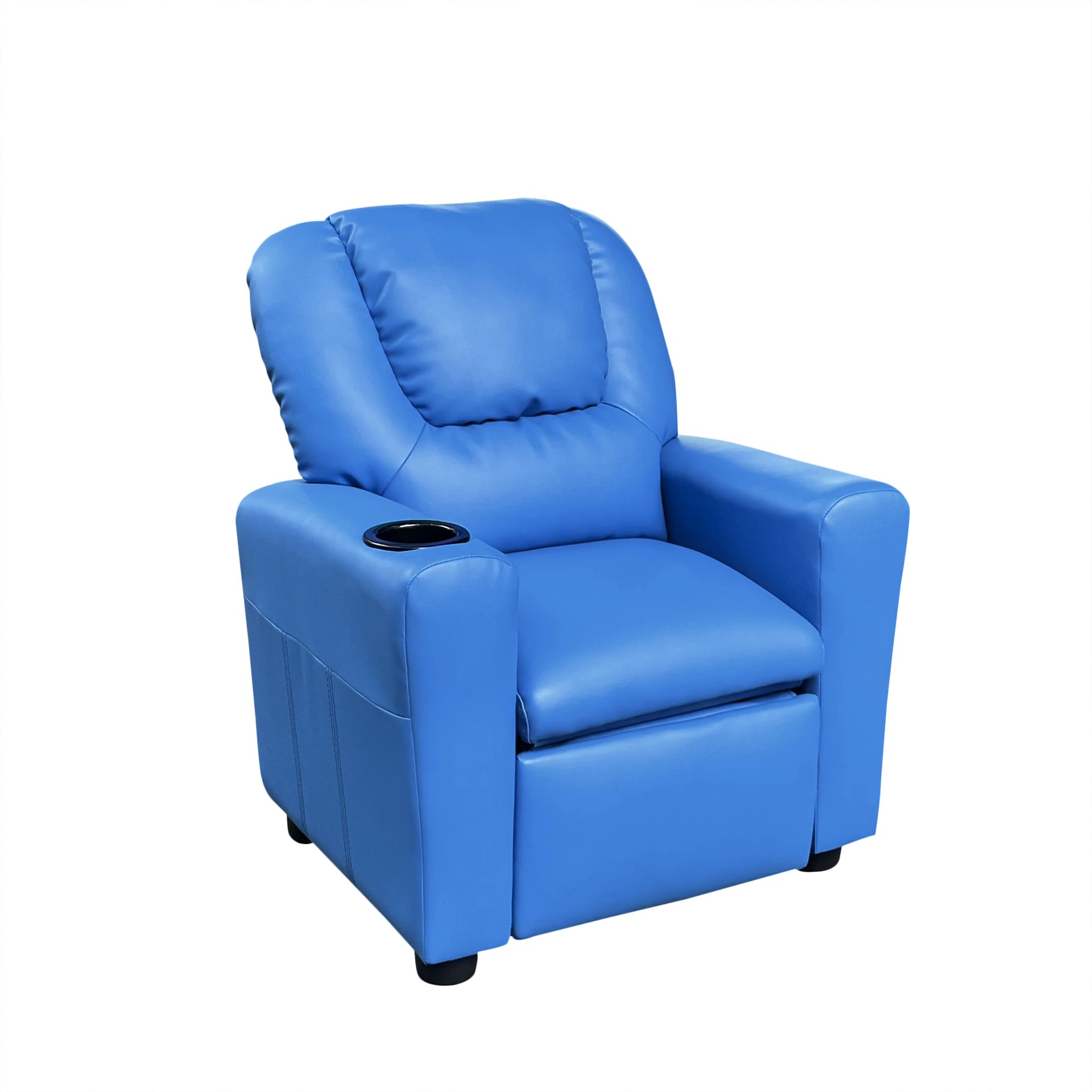 Marisa - Leather Kids Recliner Chair With Cupholder - Blue - Image 2