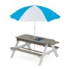 3-In-1 Kids Outdoor Wooden Picnic Table With Umbrella, Convertible Sand & Water, ASTM & CPSIA Certification - Gray - Image 7