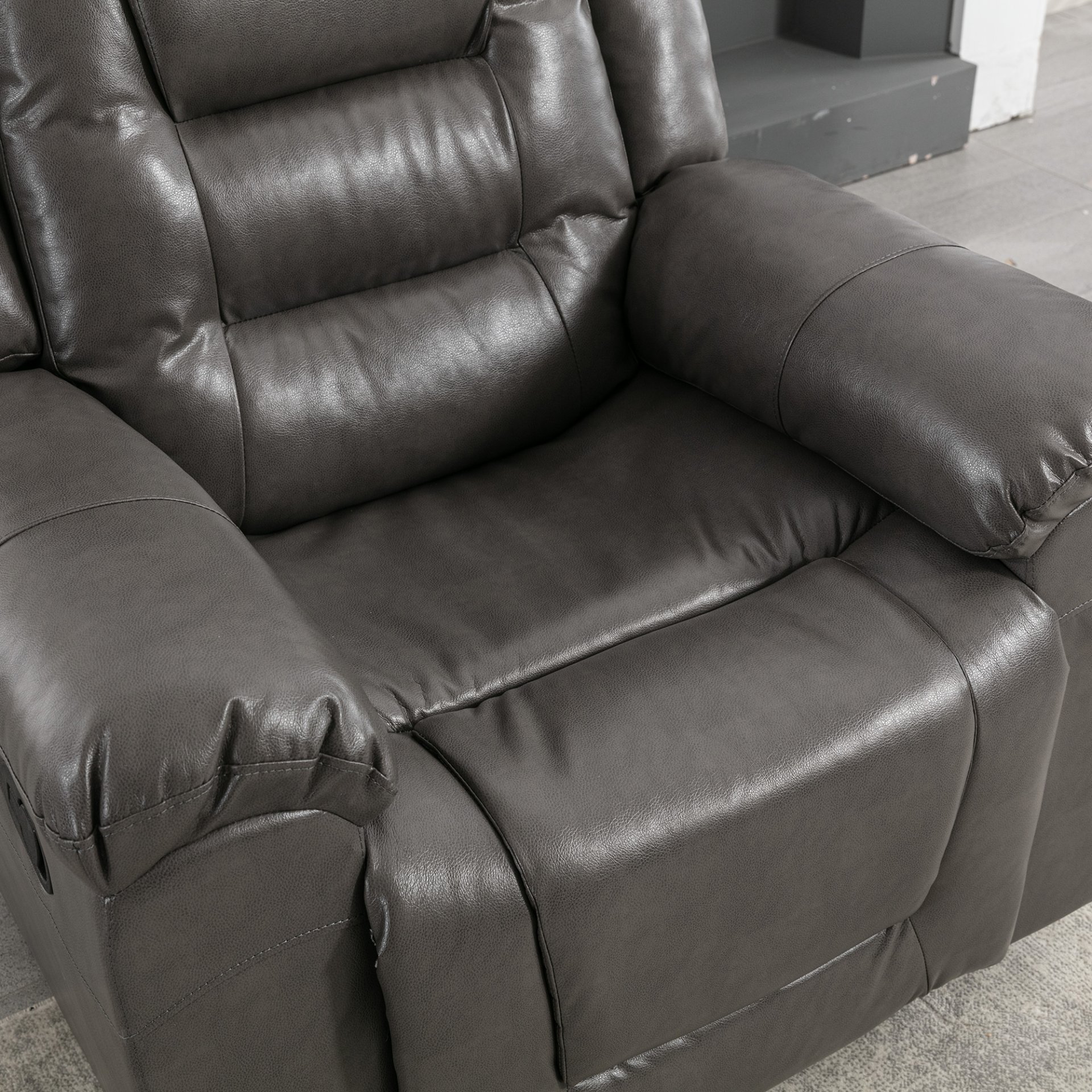 2 Seater Home Theater Recliner Manual Recliner Chair With A Storage Box And Two Cup Holders For Living Room - Gray - Image 13