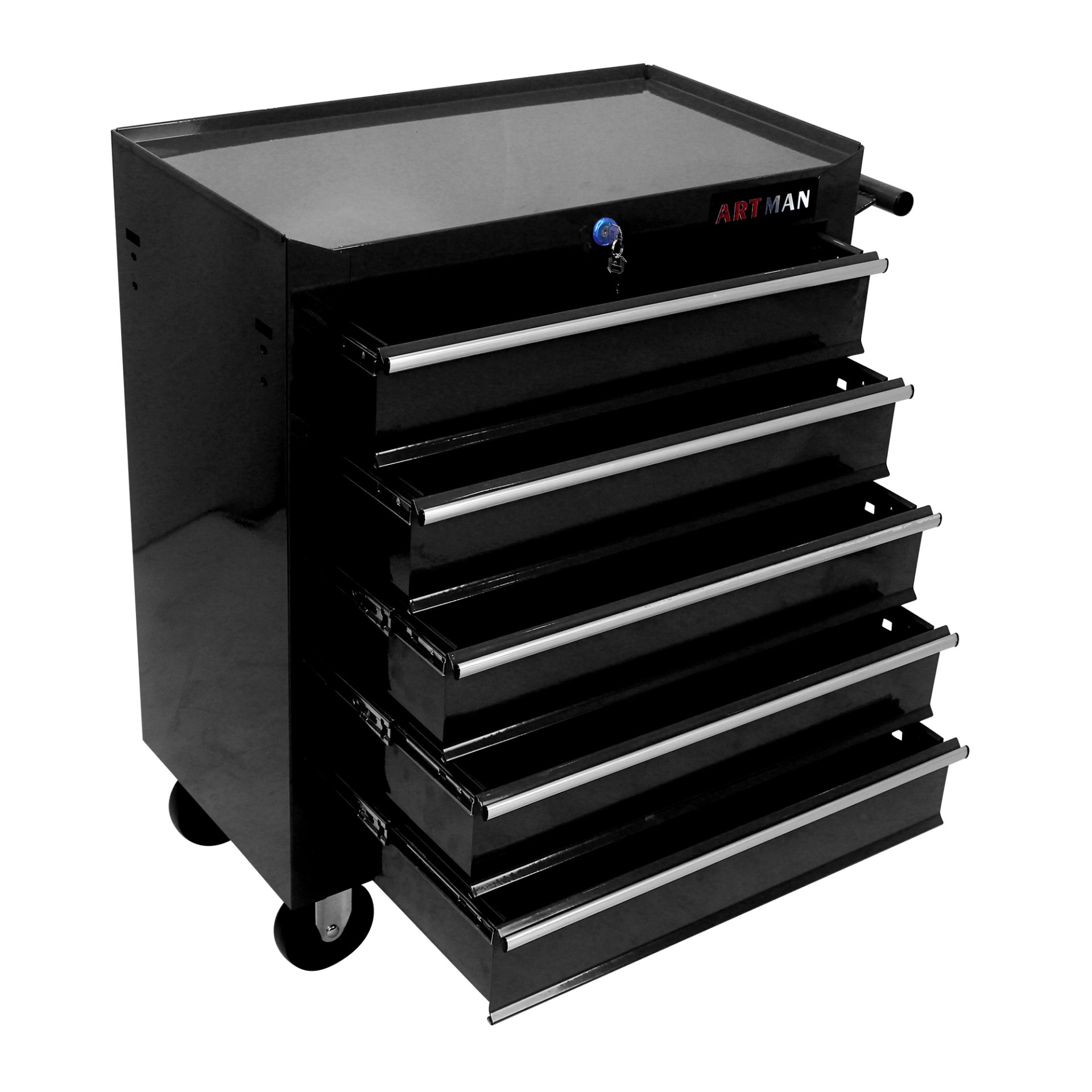 5 Drawers Multifunctional Tool Cart With Wheels - Black - Image 4