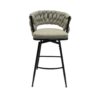 28" Bar Chair Linen Woven Bar Stool (Set of 2) Upholstered With Legs, 360 Swivel, Counter Arm Chairs With Back Footrest - Gray - Image 8